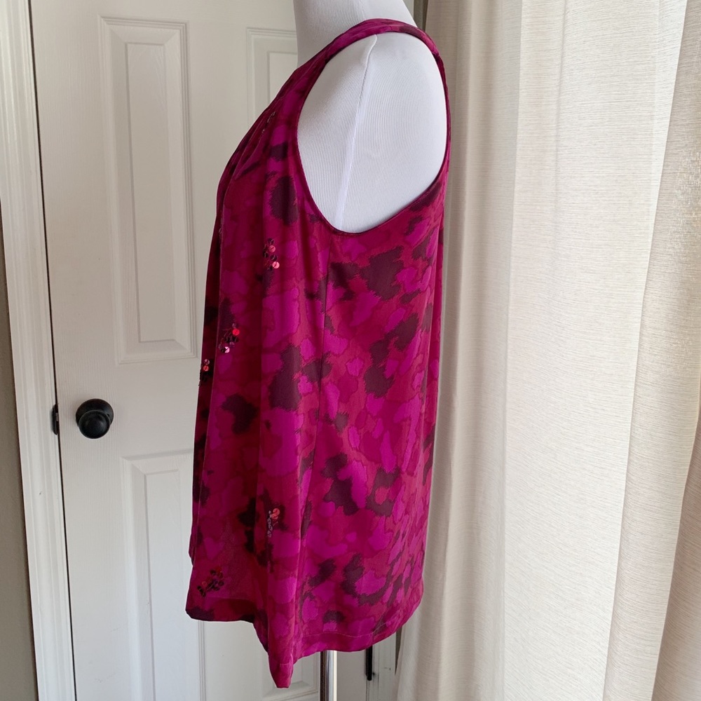 Magenta Patterned Sleeveless Blouse - image 2